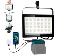 NATPOW Lámpara LED de trabajo Compatible con Makita Batería 18V, 100W 6500LM Luz de Trabajo Portátil Recargables con 2 Puertos USB para Obras, Garaje, Reparación de Coches (sin Batería)
