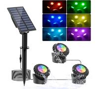 NATPOW Luces para Estanque Solares, 3 en 1 Luz Solar Focos Sumergibles, 6 Colores Luz Solar para Estanque, IP68 Impemeable para Piscina Jardín Patio Caminos
