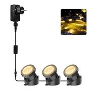 NATPOW Luces para Estanques 3000K Luz blanca cálida Iluminación LED para estanque IP68 Impermeable para Patio, Terreza, Sendero, estanque, jardín(3 in 1)