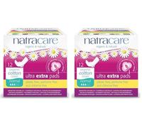 Natracare - Compresas Ultra Extra con Alas - Producto Natural - Ideal para Flujo Menstrual Medio o Menos Abundante - Para Pieles Sensibles - Absorbentes y Finas - Aptas para Veganos - 12 Compresas