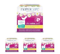 Natracare - Compresas Ultra Extra con Alas - Producto Natural - Ideal para Flujo Menstrual Medio o Menos Abundante - Para Pieles Sensibles - Absorbentes y Finas - Aptas para Veganos - 12 Compresas