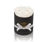 NATROSES Rosas reales conservadas en una caja de rosas que duran hasta 3 años, regalos de rosas de larga duración para ella, regalos de San Valentín para ella (blanco)