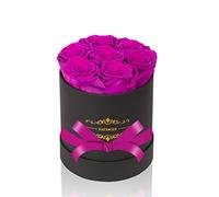 NATROSES Rosas reales conservadas en una caja de rosas que duran hasta 3 años, regalos de rosas de larga duración para ella, regalos de San Valentín para ella (púrpura)