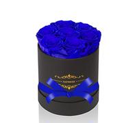 NATROSES Rosas reales conservadas en una caja de rosas que duran hasta 3 años, regalos de rosas de larga duración para ella, regalos de San Valentín para ella (azul real)