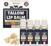 Natrulo Bálsamo labial de carne de res, bálsamo labial de cera de abeja con granos naturales, bálsamo labial hidratante con miel y carne de res, alivia los labios agrietados