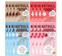 NATRULY Tableta de Chocolate sin Azúcar y sin Edulcorantes con Fibra de Achicoria -Pack 12 tabletas Mix de Sabores