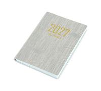 NatSumeBasics Mini agenda semanal y mensual 2027, tapa dura de tela de 3 x 4 pulgadas, con lámina dorada, organizador personal de 52 semanas para el trabajo, la escuela y la vida (gris)
