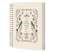 NATSUNO Floral Bird Christian Spiral Notebook Journal 5.5x8.3in