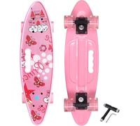 Nattork Mini Cruiser - Monopatín para niñas de 23.5 pulgadas con mango portátil, clásico, retro, plástico, patineta completa para niños, jóvenes principiantes (castillo rosa)