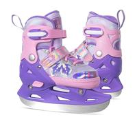 Nattork Patines de hielo ajustables para niños, patines de hockey ajustables de 4 tamaños con forro de felpa cálida, soporte de tobillo de triple seguridad, cuchillas de acero inoxidable, perfectos