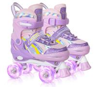 Nattork Patines de ruedas para niñas, 4 posiciones, ajustables, arco iris, el mejor regalo de cumpleaños para deportes al aire libre