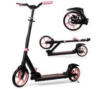 Nattork Patinete para adultos y adolescentes, capacidad de 240 libras, frenos dobles y amortiguador delantero, ruedas de 230 mm, manillar ajustable, para hombres y mujeres, al aire libre, rosa