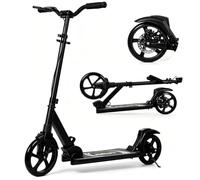 Nattork Patinete para adultos y adolescentes, capacidad de 240 libras, frenos dobles y amortiguador delantero, ruedas de 230 mm, manillar ajustable, para hombres y mujeres, al aire libre, negro