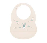 Nattou Babero Bebé Silicona con Bolsillo - Babero Impermeable - Antimanchas Sin BPA - Alimentación - 28 cm - Arena