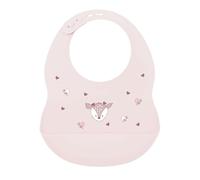 Nattou Babero Bebé Silicona con Bolsillo - Babero Impermeable - Antimanchas Sin BPA - Alimentación Bebé - 28 cm - Rosa