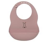 Nattou Babero de silicona con bandeja de recogida, Conejo, Tamaño ajustable, Sin BPA, Aprox. 20 x 27 cm, Silicona, Rosa palo