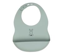 Nattou Babero de silicona con bandeja de recogida, Conejo, Tamaño ajustable, Sin BPA, Aprox. 20 x 27 cm, Silicona, Verde