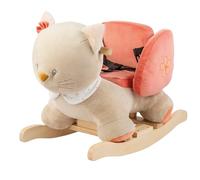 Nattou Balancín de Animales, Gatita Lana, Incl. cinturón de seguridad, Alegre Balanceo hacia Adelante y hacia Atrás, Aprox. 60 x 30 x 45 cm, Mila, Zoë y Lana, Poliéster/Madera, Beige