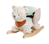 Nattou Balancín Leopardo de Las Nieves Jungo, con cinturón de Seguridad, Feliz balanceo hacia adelante y hacia atrás, 60 x 30 x 46 cm, Vegano, Boris & Jungo, Blanco