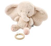 Nattou Caja de juguete de peluche de pelo largo, elefante, canto de Wiegelied «La-Le-Lu», con anillo, poliéster, color arena