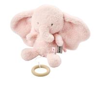 Nattou Caja de música de pelo largo, diseño de elefante, cantante de Wiegelied «La-Le-Lu», con anillo, 100% poliéster, color rosa