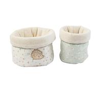 Nattou Cestas de Almacenaje de Algodón y Terciopelo, Eriza Zoë, Set de 2, Ø 20 cm, Mila, Zoë y Lana, Verde Claro