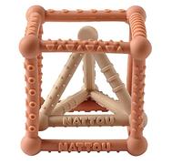 Nattou Cubo y pirámide de silicona, Set de 2, Para agarrar y morder, Sin BPA, Ø 10 cm + 8 cm, Silicona, Caramelo/Beige