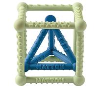 Nattou Cubo y pirámide de Silicona, Set de 2, para agarrar, Sin BPA, Ø 10 cm + 8 cm, Silicona, Verde/Azul