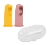 Nattou Juego de 2 cepillos de dientes para bebés amarillo y rosa