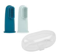 Nattou Juego de 2 cepillos de dientes para bebés azul petróleo y azul agua