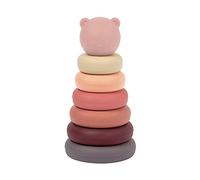 Nattou Torre de apilamiento de silicona, Juguete para habilidades motoras de 7 piezas para niños pequeños, Sin BPA, Aprox. 16 cm, silicona, Rosa