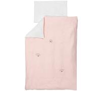 Nattou Juego de ropa de cama con motivo reversible de 100% poliéster, Funda nórdica de 180 x 100 cm, Funda de almohada de 40 x 60 cm, Susie y Bonnie, Rosa/marrón