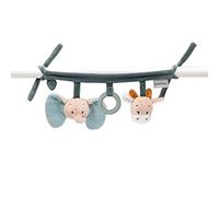 Nattou Juguete para Colgar de algodón (Muselina) y poliéster, con sonajeros y Anillo de Silicona, Aprox. 32 cm, Luna y Axel, Verde,Beige