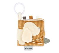 Nattou Libro de juegos infantil de algodón y poliéster, Perro Charlie, Con estupendas actividades, Aprox. 12 x 12 cm, Vegano, Algodón/poliéster, Marrón