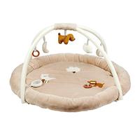 Nattou Manta de juegos con arco para gatear, el perro Charlie, 20 actividades como sonajero, chirrido, papel crepitante y mucho más, Aprox. 90 x 90 x 52 cm, Aprobado por PETA y vegano, Poliéster, Marrón