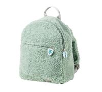 Nattou Mochila de suave tejido de peluche, Mochila pequeña con cremallera y elementos lúdicos para niños pequeños, Aprox. 23 cm, Lapidou, Poliéster, Verde