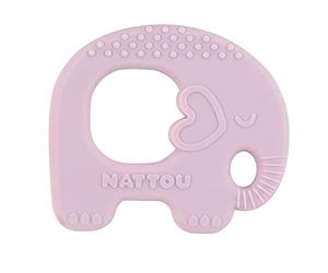Nattou Mordedor de silicona, Elefante como mordedor y juguete de agarre, Sin BPA, Aprox. 9 cm, Silicon, Morado
