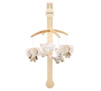 Nattou Móvil con caja de música de madera y poliéster, Zorro y elefante, Canción de cuna suave "La-Le-Lu", Aprox. 50 cm, Flo, Oli & Ernest, Flo Beige