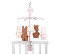 Nattou Móvil con mecanismo musical de algodón y poliéster (rizo), Conejito y hipopótama, Suave nana "La-Le-Lu", Aprox. 31 x 31 cm, Susie y Bonnie, Rosa/Marrón