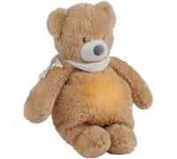 Nattou Oso de peluche con luz nocturna, Sleepy, 7 colores naturales, Caja de música integrada, Pila USB, 19,3 x 11 x 30,5 cm, Vegano, Peluche/poliéster, Marrón claro
