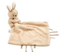 Nattou Paño para Chupete con Forma de Conejo con fijación para Chupete, 27 x 27 cm, 100% poliéster, diseño de Oso de Peluche, Color Arena