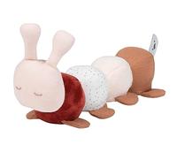 Nattou Peluche de actividades de algodón y poliéster, Oruga de peluche con sonajero y chirrido, Para recién nacidos y prematuros, 26 cm, Lapidou, Rojo