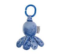 Nattou Peluche de actividades de poliéster, Con función de vibración y mordedor de silicona, Pulpo, Aprox. 15 cm, Lapidou, Azul