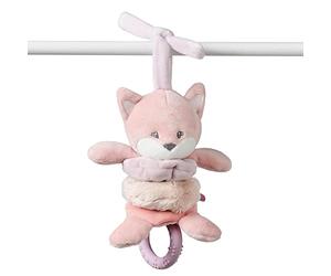 Nattou Peluche de actividades de poliéster, Con función de vibración y mordedor de silicona, Zorrita Alice, Aprox. 22 cm, Alice y Pomme, Rosa