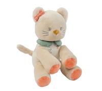 Nattou Peluche Mini de Algodón y Terciopelo, Gata de Peluche Lana para Recién Nacidos y Prematuros, Sonajero Integrado, Aprox. 20 cm, Mila, Zoë y Lana, Beige
