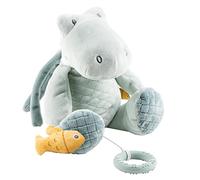 Nattou Peluche musical de poliéster, Cocodrilo Romeo, Nana "La-Le-Lu", Con mordedor, Aprox. 30 cm, Romeo, Jules y Sally, Azul claro