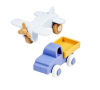 Nattou Set Camión y Avión Bebé Silicona - Juguete Infantil - Sin BPA - Primera Infancia - 11 cm - Azul