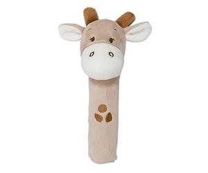 Nattou Sonajero de agarre Jirafa Luna de poliéster, Con chirrido, Aprox. 16 cm, Luna y Axel, Beige / Blanco
