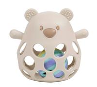 Nattou Sonajero de Silicona con Bola, Osito, Aprox. 11 cm, Silicone, Colores Arcilla