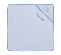 Nattou Toalla con capucha y Guante de baño del mapache Bob, 75 x 75 cm, Jim y Bob, Azul